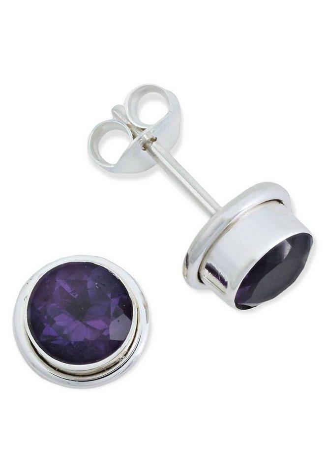 mantraroma Paar Ohrstecker 925er Silber mit Amethyst von mantraroma