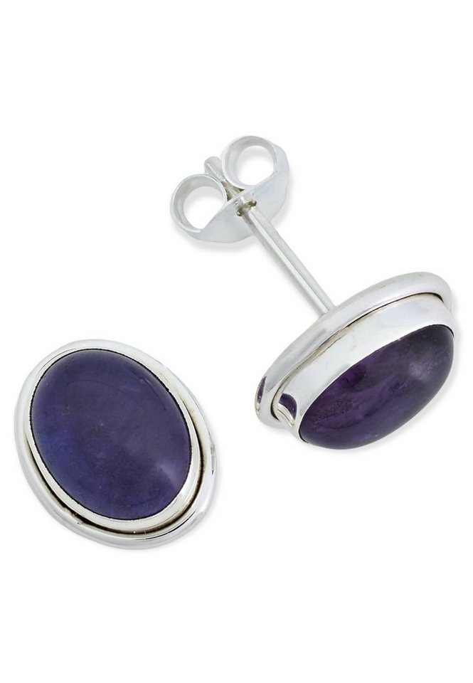 mantraroma Paar Ohrstecker 925er Silber mit Amethyst von mantraroma