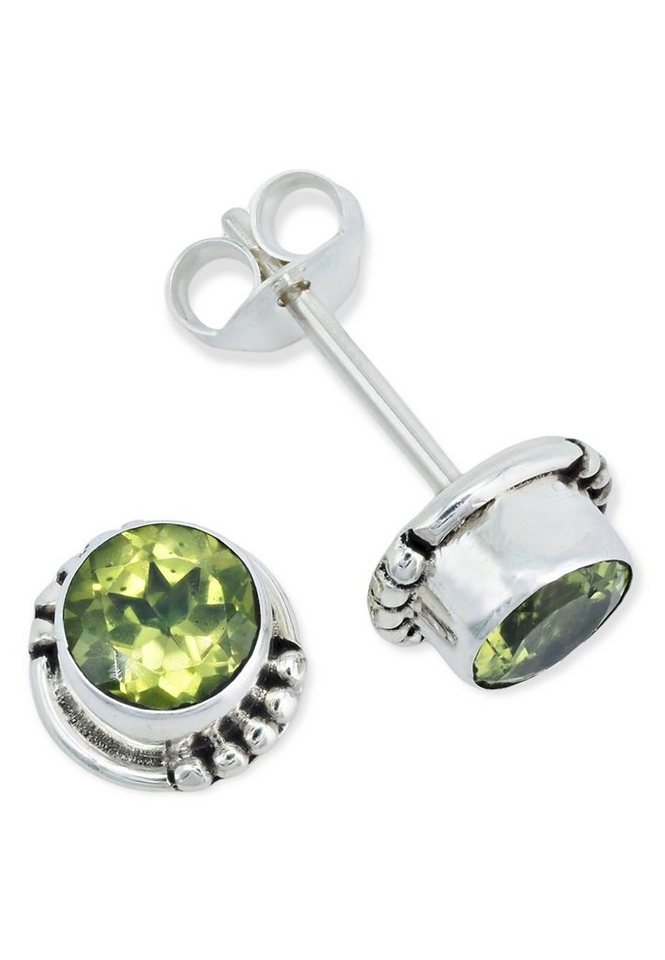 mantraroma Paar Ohrstecker 925er Silber mit Peridot von mantraroma