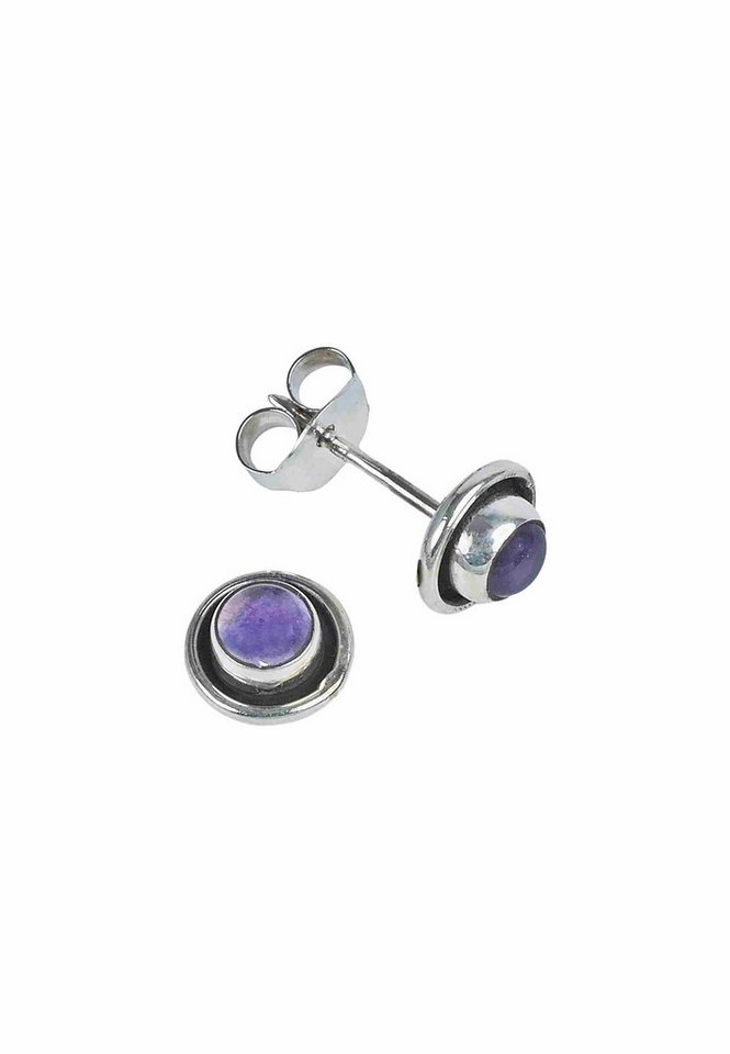 mantraroma Paar Ohrstecker Ohrstecker SARALA mini aus 925 Silber mit Amethyst (Paar, Paar Ohrringe mit Schmuckbeutel), 925 Sterling Silber Ohrringe für Damen von mantraroma