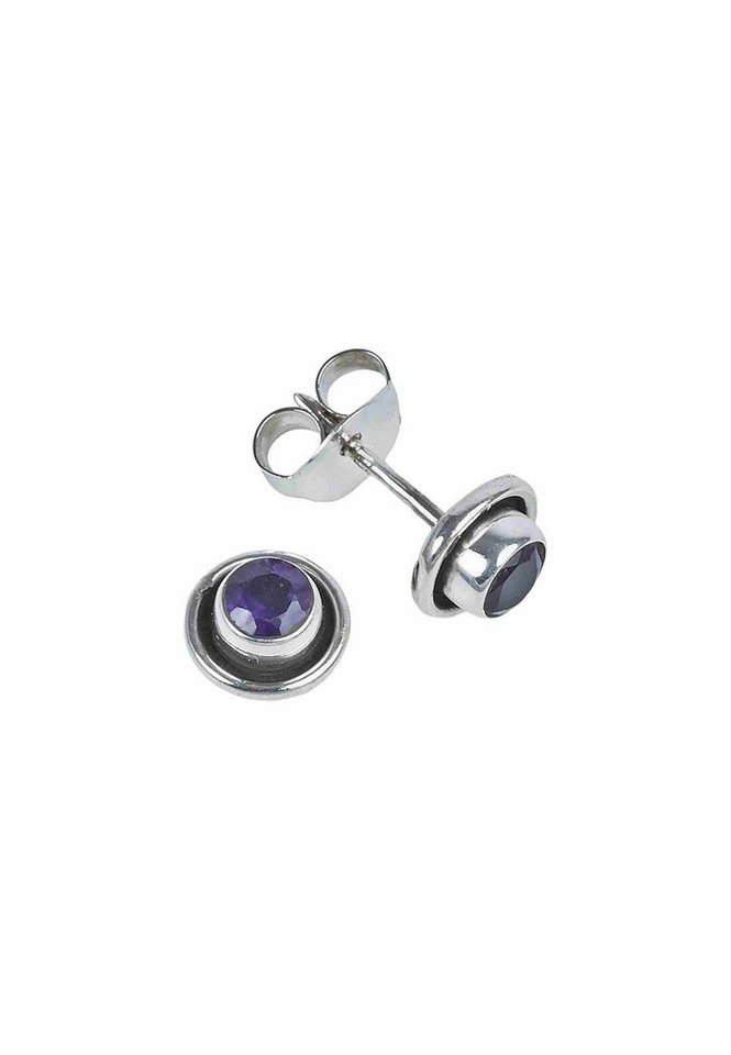 mantraroma Paar Ohrstecker Ohrstecker SARALA mini aus 925 Silber mit Amethyst facettiert (Paar, Paar Ohrringe mit Schmuckbeutel), 925 Sterling Silber Ohrringe für Damen von mantraroma