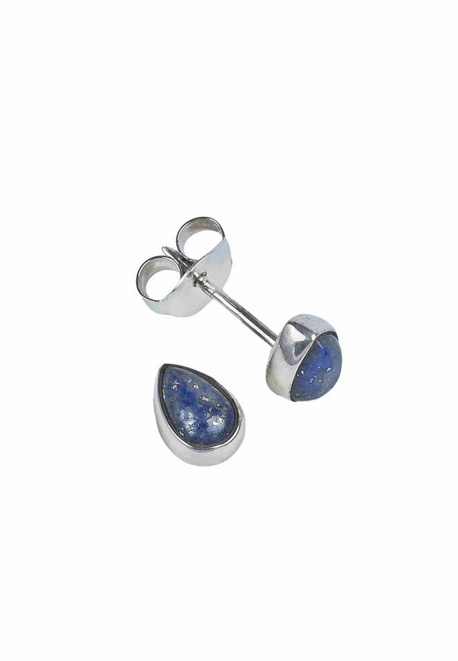 mantraroma Paar Ohrstecker SAMA Tropfen aus 925 Silber mit Lapis Lazuli (Paar, Paar Ohrringe mit Schmuckbeutel), 925 Sterling Silber Ohrringe für Damen von mantraroma
