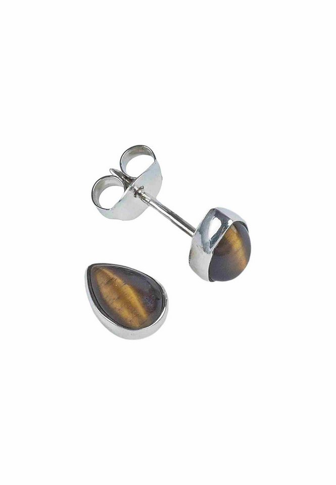 mantraroma Paar Ohrstecker SAMA Tropfen aus 925 Silber mit Tigerauge (Paar, Paar Ohrringe mit Schmuckbeutel), 925 Sterling Silber Ohrringe für Damen von mantraroma