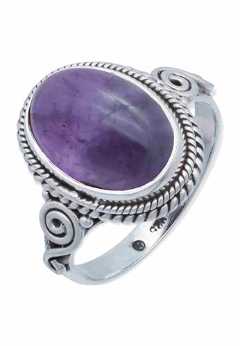 mantraroma Damen Ring Silber mit Stein Amethyst Edelstein lila ausgefallen verspielt von mantraroma