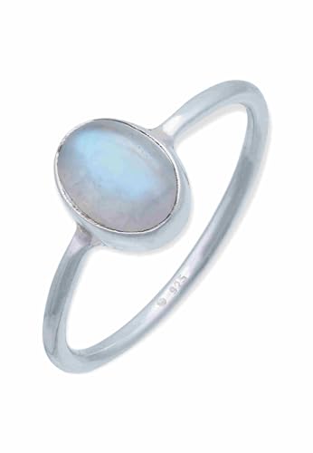 mantraroma Ring Silber 925 Damen Regenbogen Mondstein Edelstein weiß schlicht modern von mantraroma