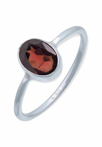 mantraroma Ring Damen Silber 925 Granat facettiert Edelstein rot schlicht modern von mantraroma