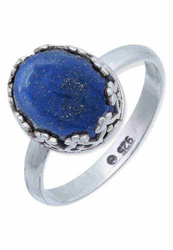 mantraroma Ring Damen Silber 925 Lapis Lazuli Edelstein blau dezent verspielt von mantraroma