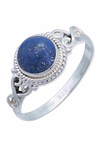 mantraroma Ring Damen Silber 925 Lapis Lazuli blau Boho von mantraroma