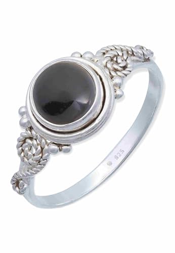 mantraroma Ring Damen Silber 925 Onyx Edelstein schwarz ausgefallen verspielt von mantraroma