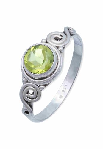 mantraroma Ring Damen Silber 925 Peridot Edelstein grün ausgefallen verspielt von mantraroma