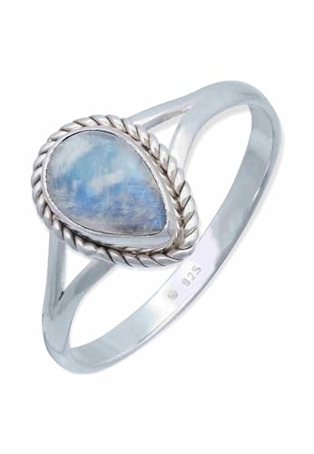 mantraroma Ring Silber 925 Damen Regenbogen Mondstein Edelstein weiß dezent verspielt von mantraroma
