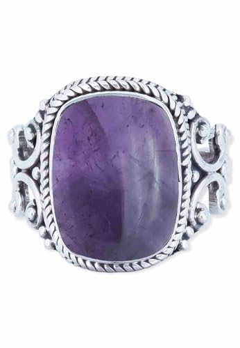 mantraroma Ring Silber Damen Amethyst Edelstein lila ausgefallen verspielt von mantraroma