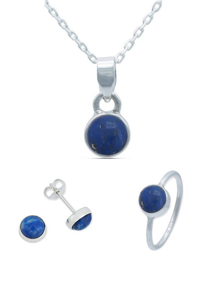 mantraroma Schmuckset 925er Silber mit Lapis Lazuli (Schmuckset aus 925 Silber) von mantraroma