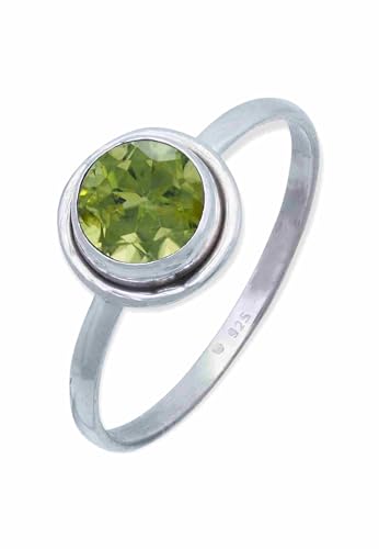 mantraroma Silber Ring Damen 925 Peridot Edelstein grün schlicht modern von mantraroma