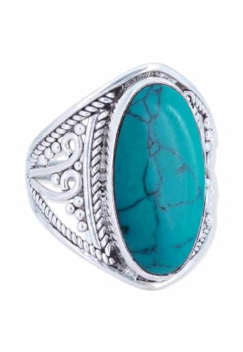 mantraroma Silber Ring Damen 925 Türkis Edelstein türkis ausgefallen verspielt von mantraroma