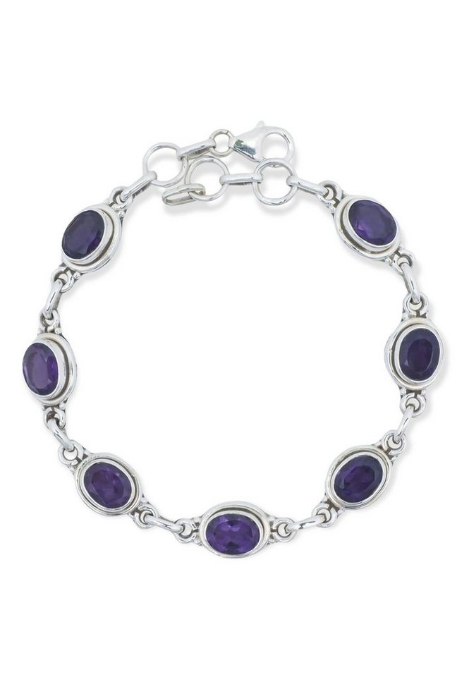 mantraroma Silberarmband 925er Silber mit Amethyst facettiert von mantraroma