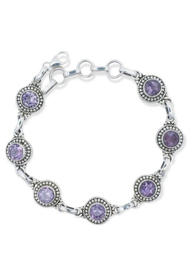 mantraroma Silberarmband 925er Silber mit Amethyst facettiert von mantraroma