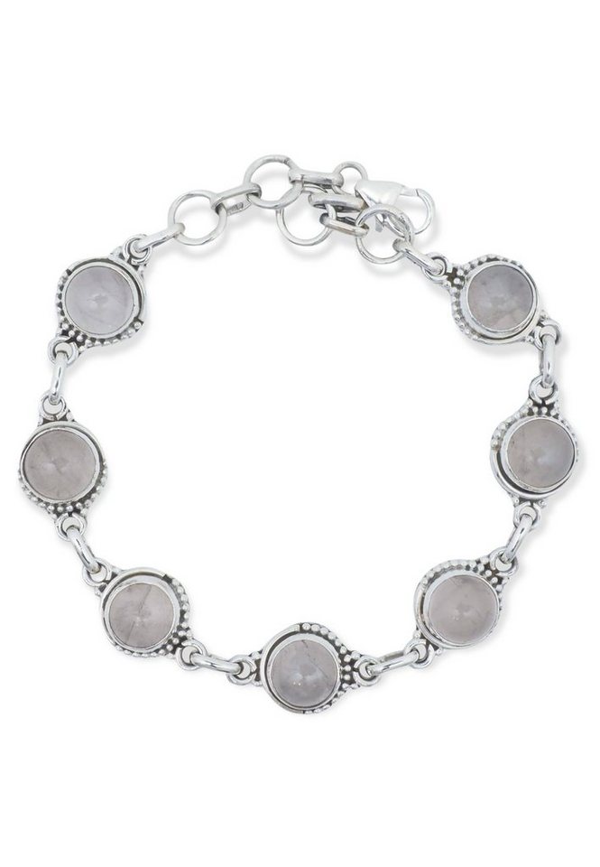 mantraroma Silberarmband 925er Silber mit Rosenquarz von mantraroma