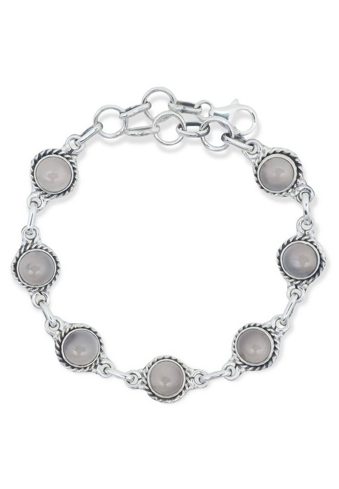 mantraroma Silberarmband 925er Silber mit Rosenquarz von mantraroma