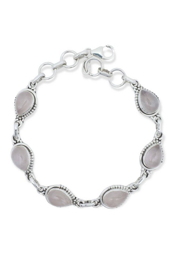 mantraroma Silberarmband 925er Silber mit Rosenquarz von mantraroma