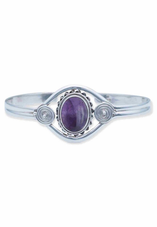 mantraroma Silberarmband EGBA aus 925 Silber mit Amethyst (Armschmuck im Schmuckbeutel), 925 Sterling Silber Armschmuck für Damen von mantraroma