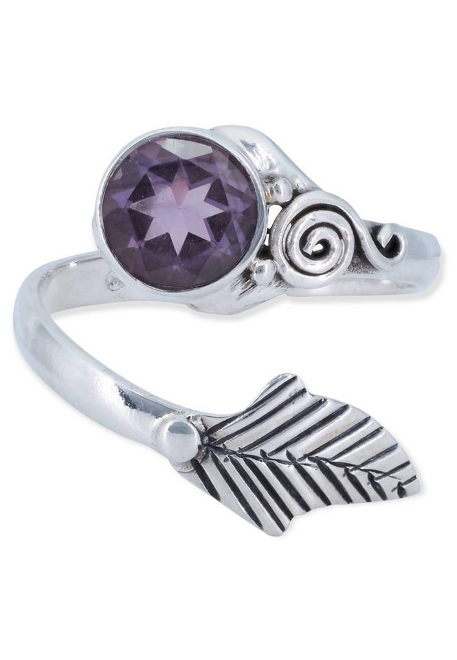 mantraroma Silberring 925er Silber mit Amethyst facettiert von mantraroma