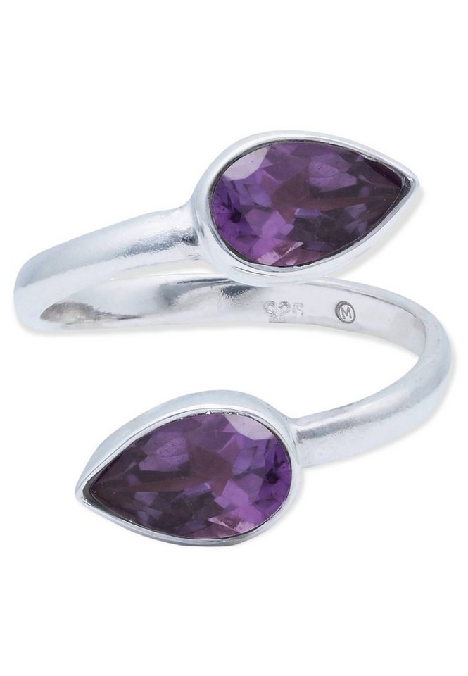 mantraroma Silberring 925er Silber mit Amethyst facettiert von mantraroma