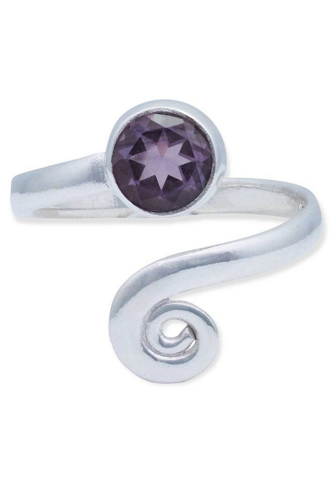 mantraroma Silberring 925er Silber mit Amethyst facettiert von mantraroma