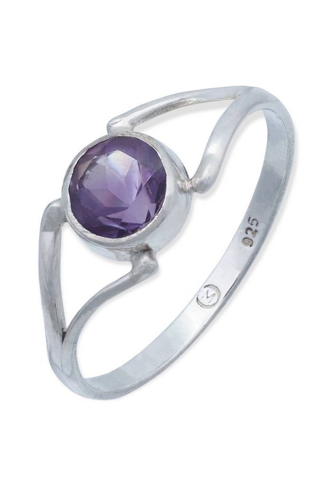 mantraroma Silberring 925er Silber mit Amethyst facettiert von mantraroma