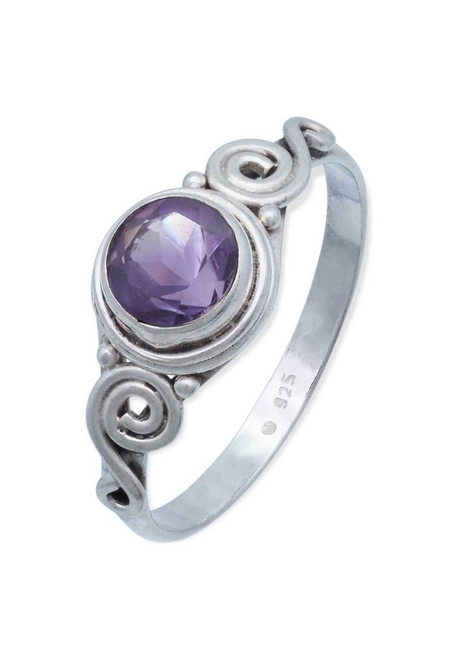 mantraroma Silberring 925er Silber mit Amethyst facettiert von mantraroma