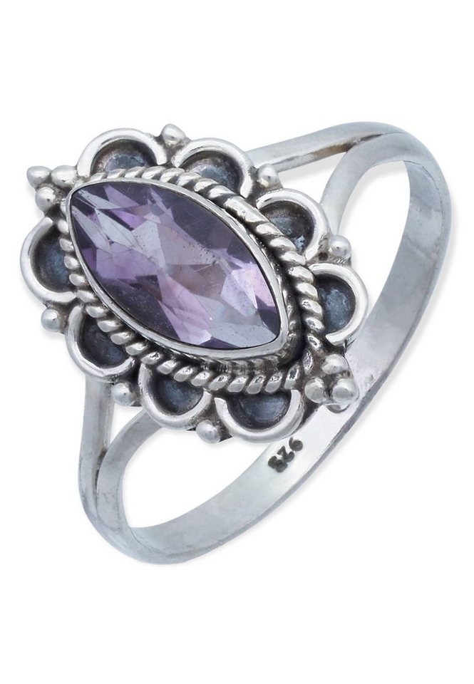 mantraroma Silberring 925er Silber mit Amethyst facettiert von mantraroma