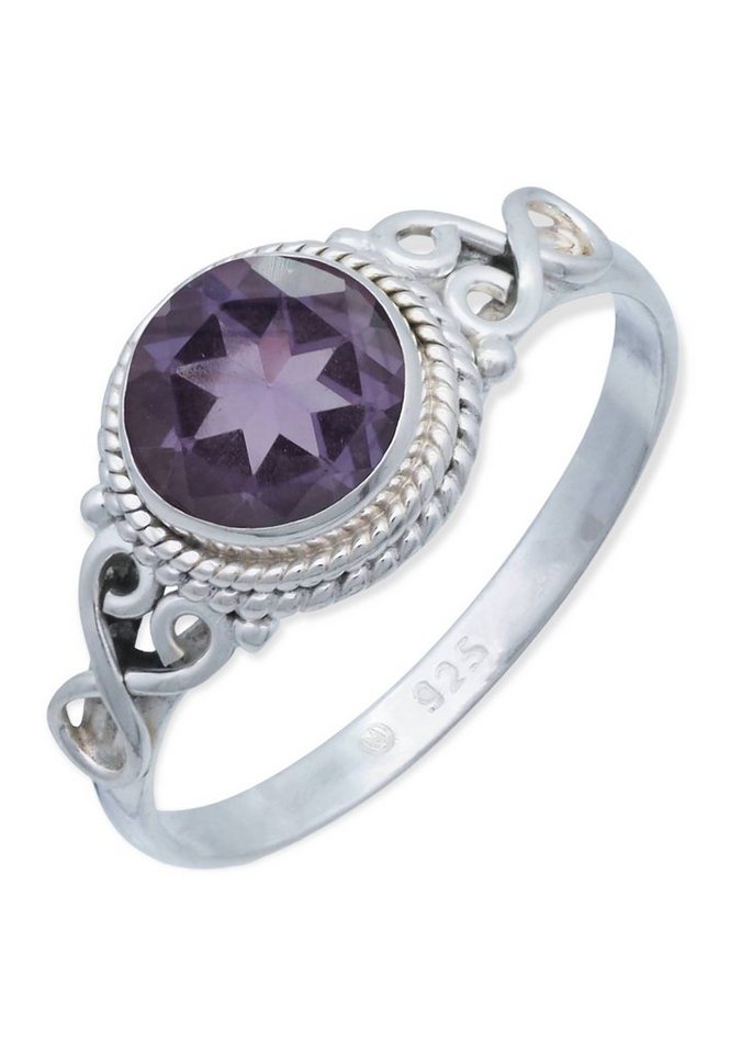 mantraroma Silberring 925er Silber mit Amethyst facettiert von mantraroma