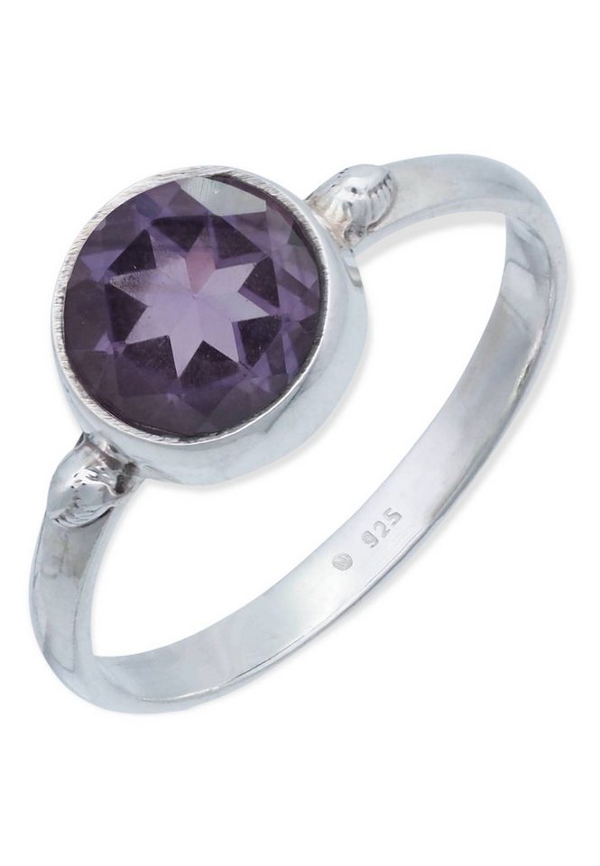 mantraroma Silberring 925er Silber mit Amethyst facettiert von mantraroma