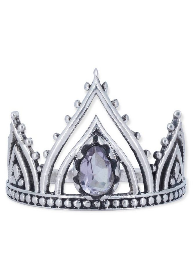 mantraroma Silberring 925er Silber mit Amethyst facettiert von mantraroma