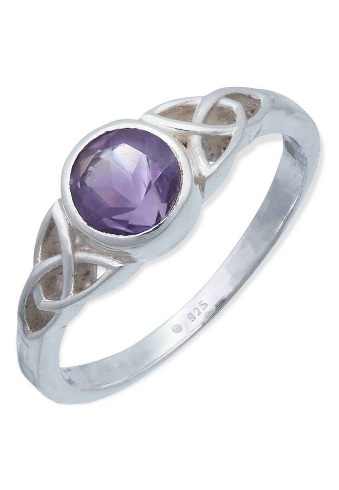 mantraroma Silberring 925er Silber mit Amethyst facettiert von mantraroma