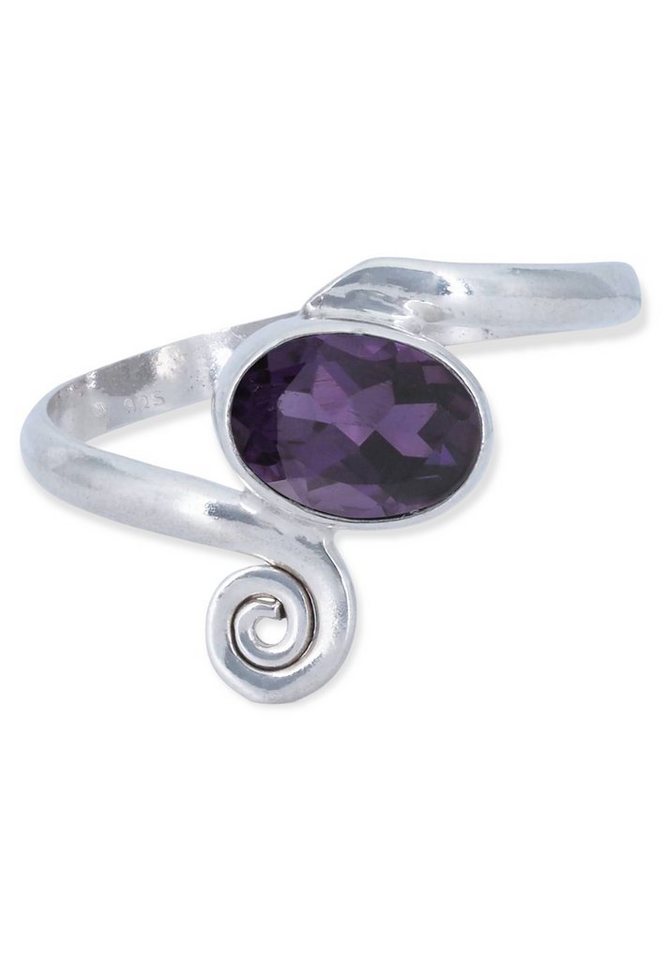 mantraroma Silberring 925er Silber mit Amethyst facettiert von mantraroma