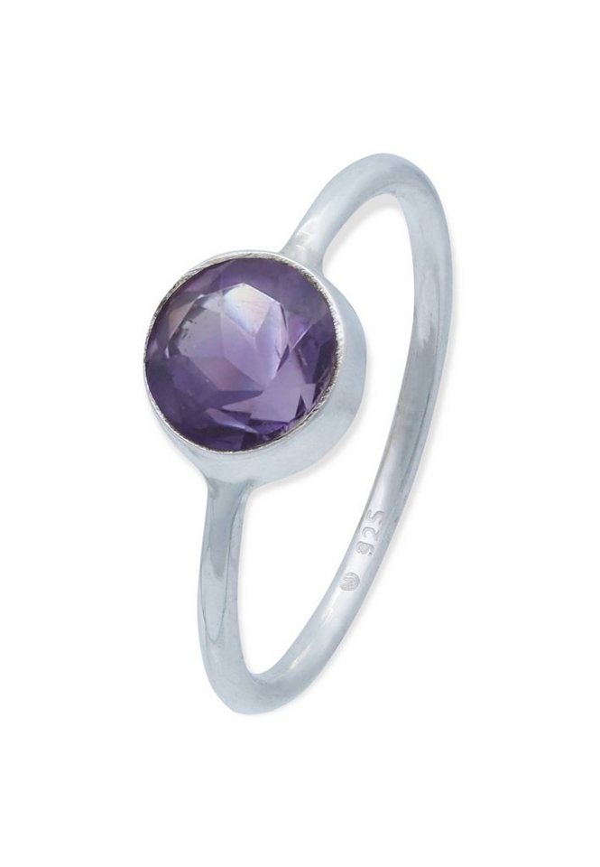 mantraroma Silberring 925er Silber mit Amethyst facettiert von mantraroma