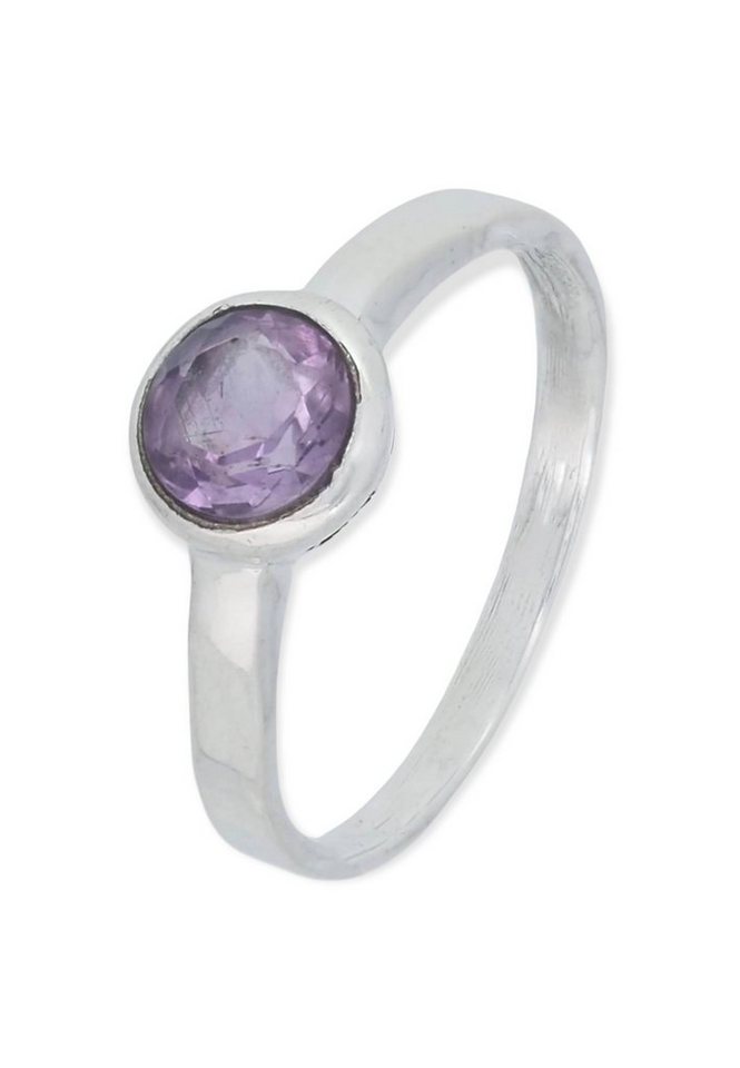 mantraroma Silberring 925er Silber mit Amethyst facettiert von mantraroma