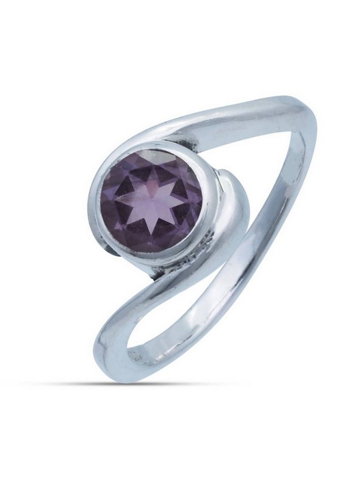 mantraroma Silberring 925er Silber mit Amethyst facettiert von mantraroma