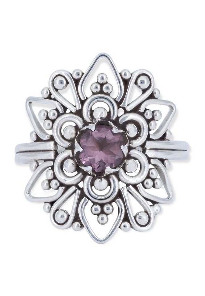 mantraroma Silberring 925er Silber mit Amethyst facettiert von mantraroma