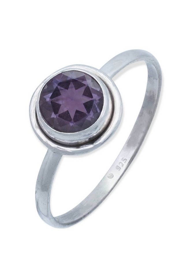 mantraroma Silberring 925er Silber mit Amethyst facettiert von mantraroma