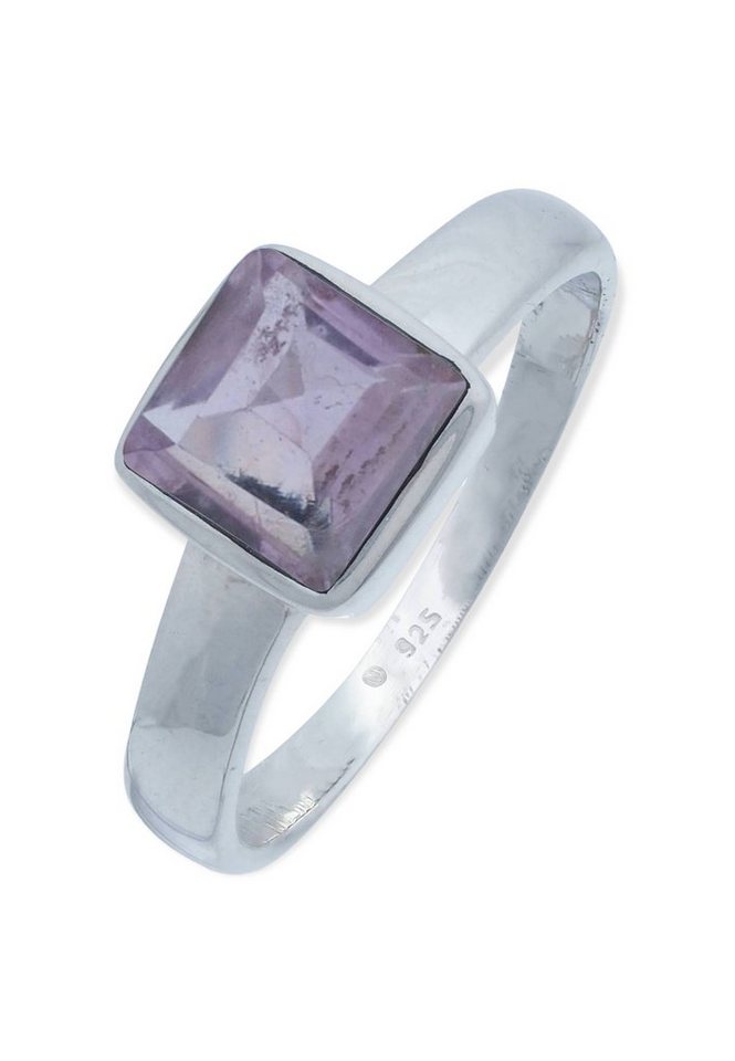 mantraroma Silberring 925er Silber mit Amethyst facettiert von mantraroma