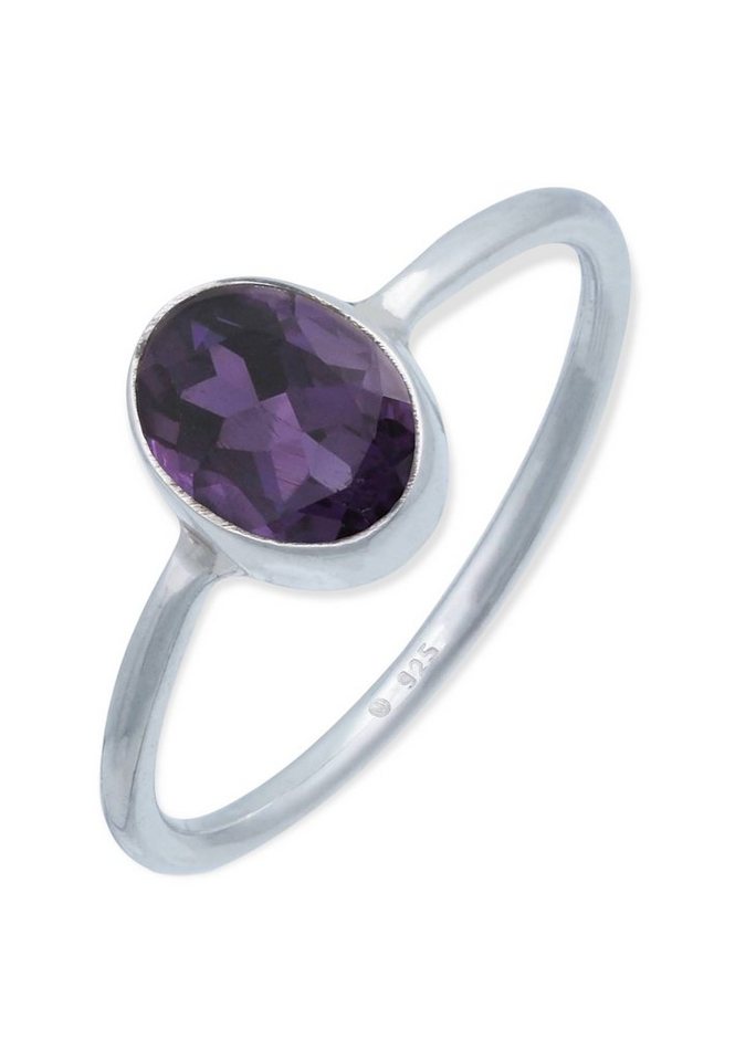 mantraroma Silberring 925er Silber mit Amethyst facettiert von mantraroma