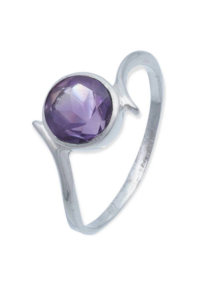 mantraroma Silberring 925er Silber mit Amethyst facettiert von mantraroma