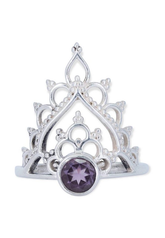 mantraroma Silberring 925er Silber mit Amethyst facettiert von mantraroma