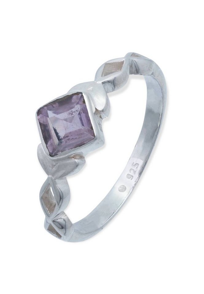 mantraroma Silberring 925er Silber mit Amethyst facettiert von mantraroma