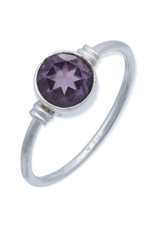 mantraroma Silberring 925er Silber mit Amethyst facettiert von mantraroma