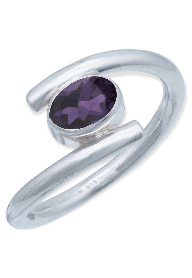 mantraroma Silberring 925er Silber mit Amethyst facettiert von mantraroma