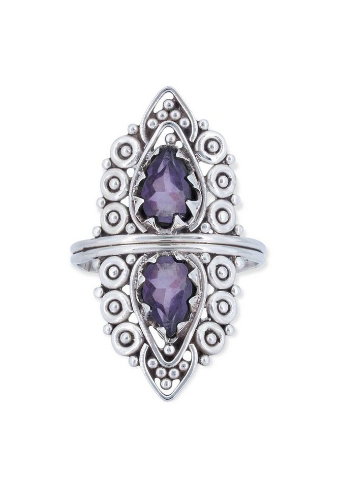 mantraroma Silberring 925er Silber mit Amethyst facettiert von mantraroma