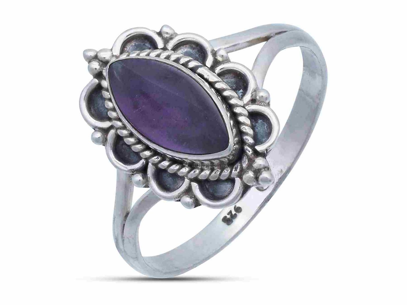 mantraroma Silberring MALUHIA aus 925 Silber mit Amethyst (Ring mit Schmuckbeutel), Damenring aus 925er Silber mantraroma Silberring MALUHIA aus 925 Silber mit Amethyst (Ring mit Schmuckbeutel), Damenring aus 925er Silber von mantraroma